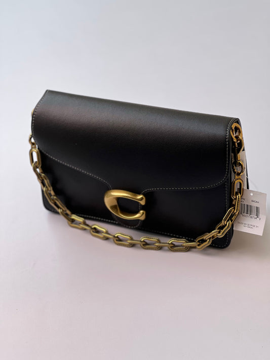 Elegant Black Leather Crossbody Bag with Chain Strap