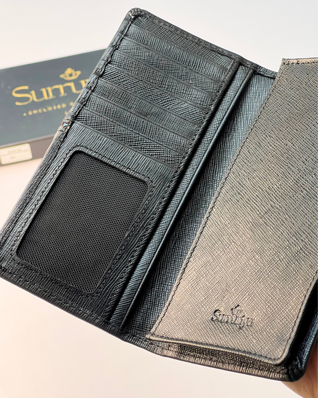 Black Premium Saffiano Leather Long Wallet