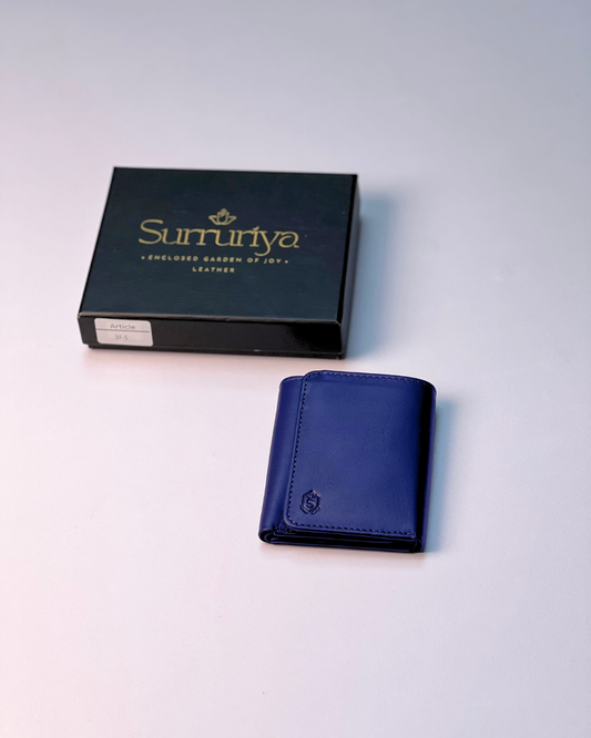 Trifold Premium Plain Leather Wallet – Navy Blue